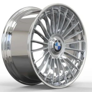 Custom Designed 3pc 22'' Forged wheels BMW 5x112 Brushed Silver Floating Caps