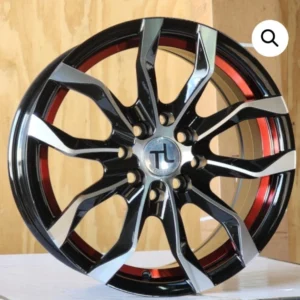 TRAKLITE - 15X7.0 4X100/114.3 ET35 CB73.1 MACHINED FACE / GLOSS BLACK + RED